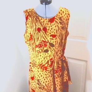Kathy Lee Collection Sz 12 Brown Animal/Floral leaf Print maxi Dress